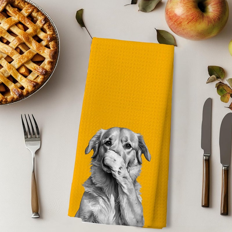 LUKIPOM Golden Retriever Gifts Yellow Hand Towels, Golden Retriever Gifts for Women Men,Dog Bathroom Decor, Funny Bathroom Hand Towels, 16x24 Inches - Image 4